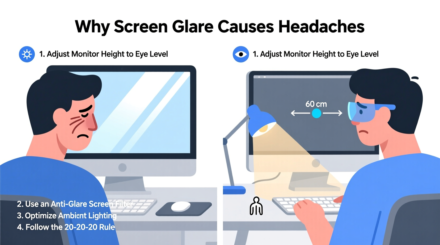 why do i get headaches from screen glare simple ergonomic fixes