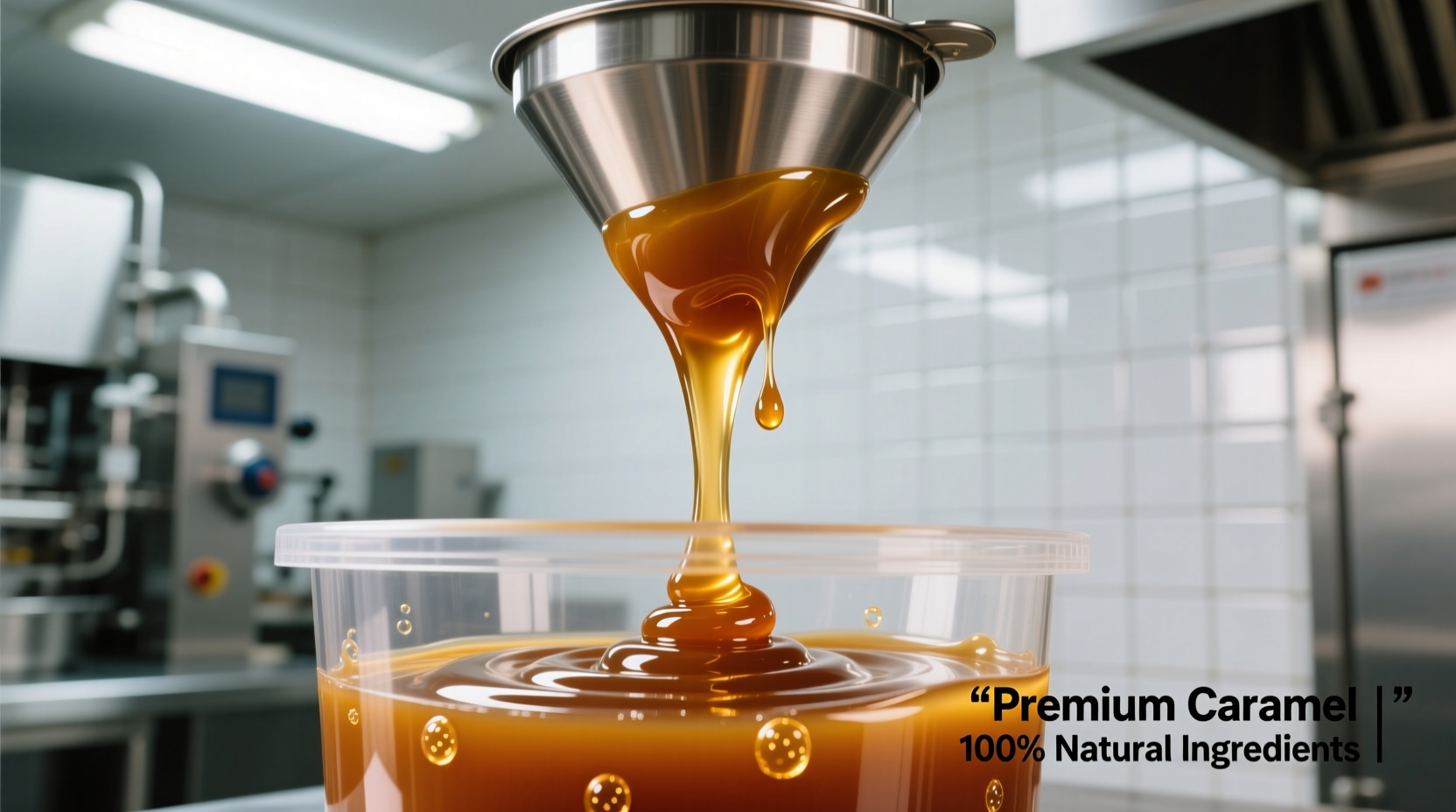 Close-up of caramel color liquid in food manufacturing