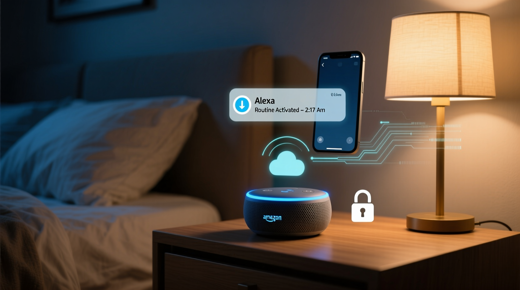 why does my alexa turn on at night and can hackers access my routines
