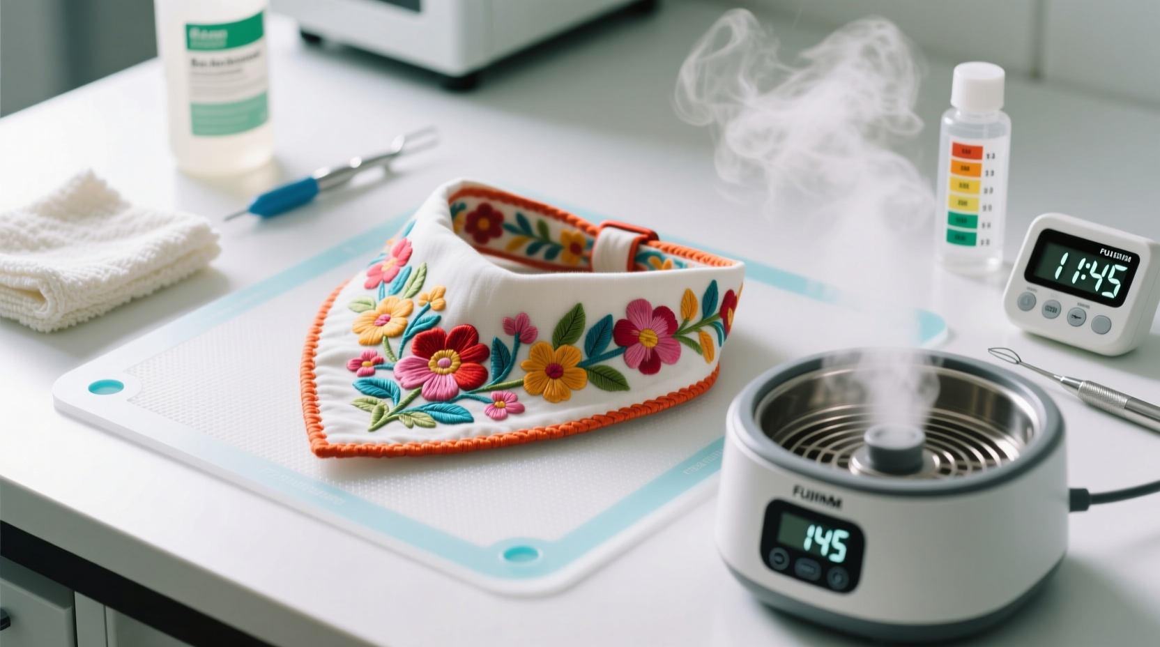 how to sanitize pet bandanas without fading embroidery