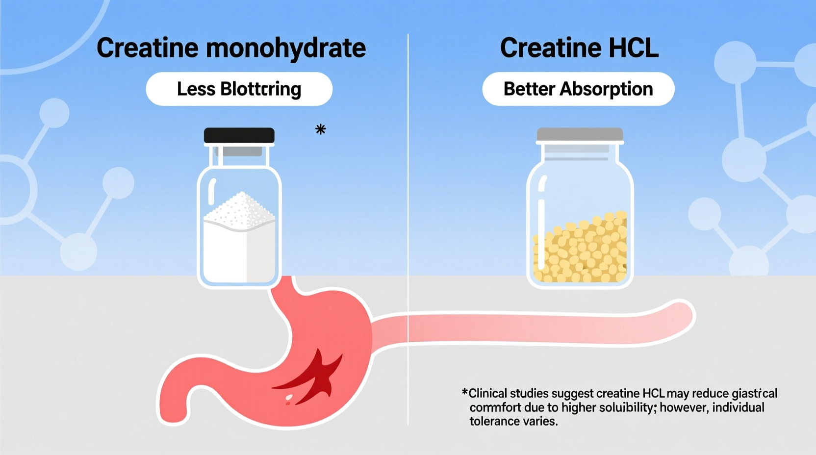 creatine monohydrate vs hcl is hcl actually easier on the stomach or just marketing