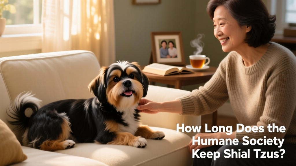 A friendly Shih Tzu relaxing on a cozy couch during a home visit with a potential adopter