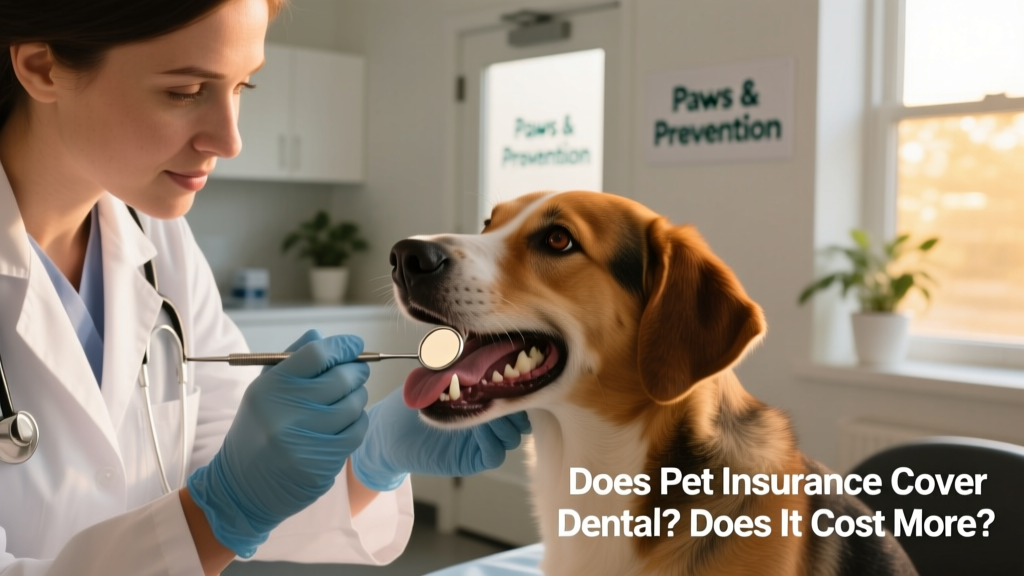 Close-up of a veterinarian examining a dog's teeth during a routine dental checkup