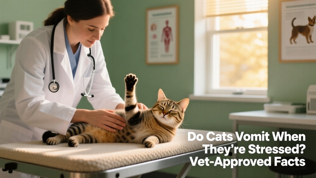 A veterinarian gently examining a relaxed cat during a wellness checkup