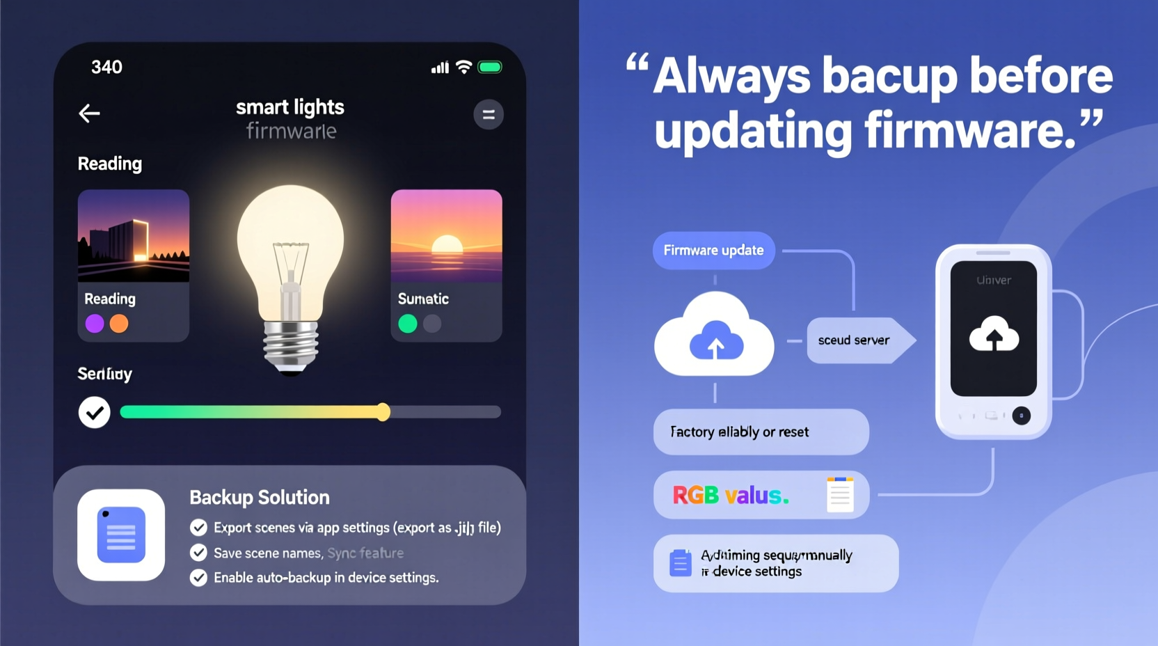why do some smart lights lose their custom scenes after firmware updates and how to back them up