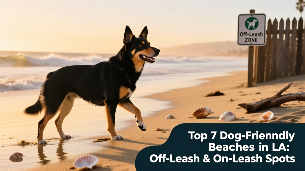 Australian Kelpie black with tan dog at the beach