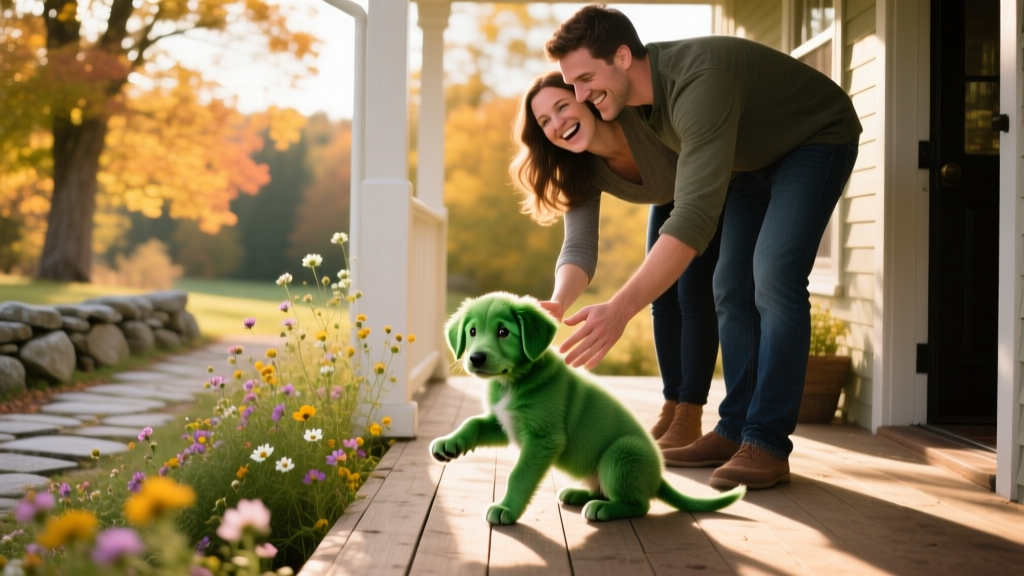 Nova Scotia Couple Welcomes a Surprising New Addition: A Green Puppy!