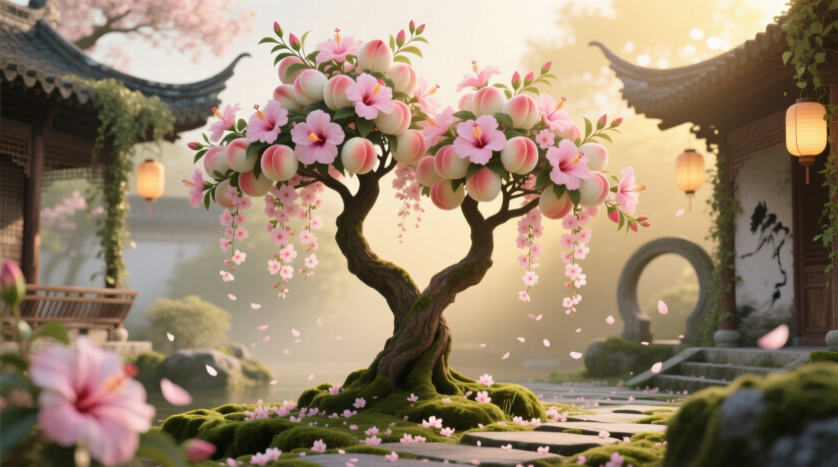 double peach hibiscus tree