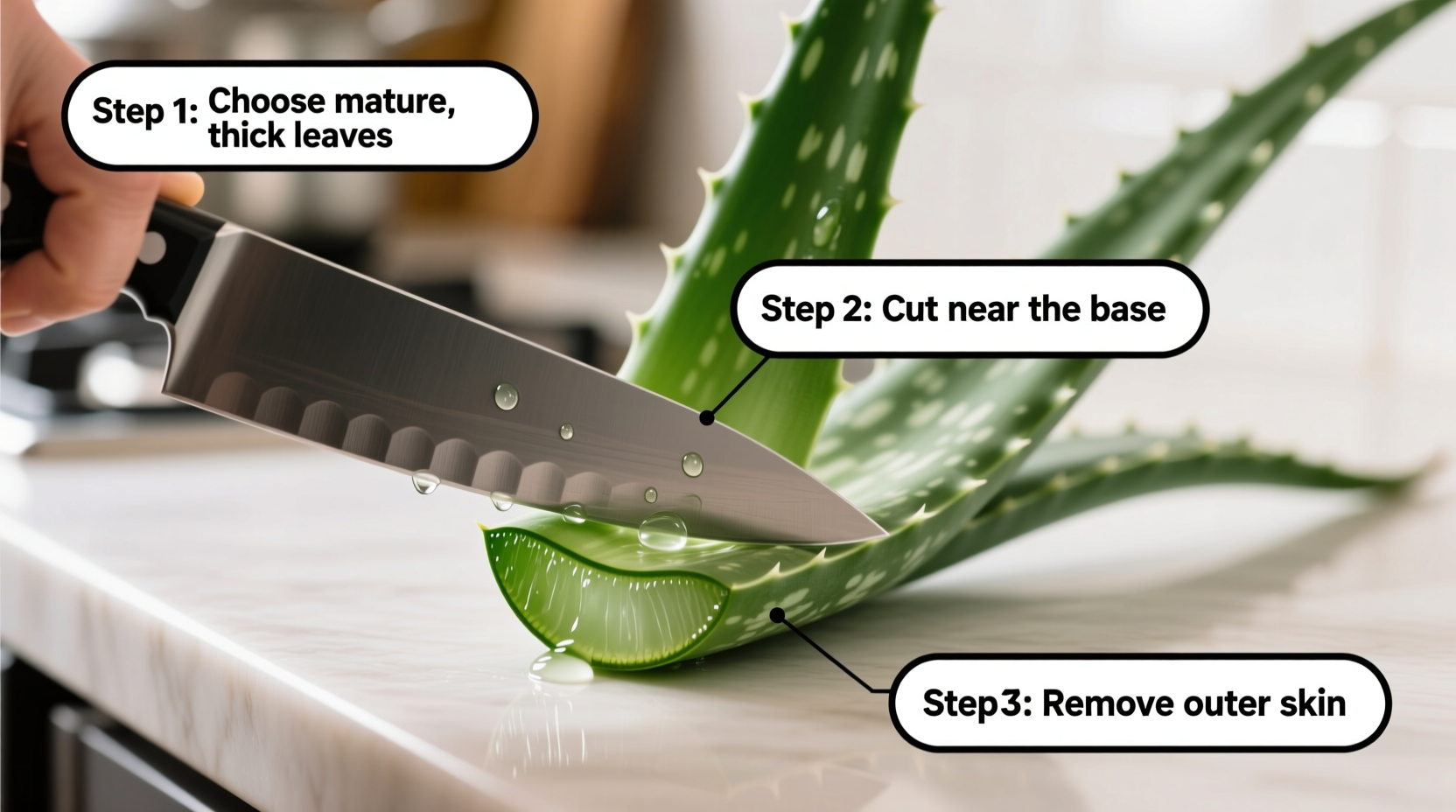 Cut Aloe Vera in 3 Steps | TheHomeSprouts