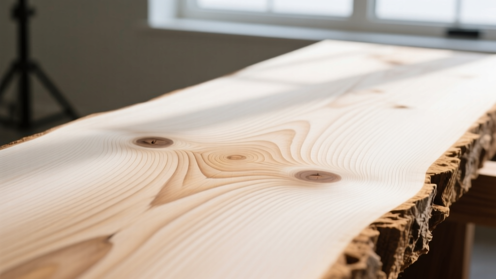 Close-up of rough-sawn white oak lumber showing distinct medullary rays, tight growth rings, and minimal knot defects for visual grading