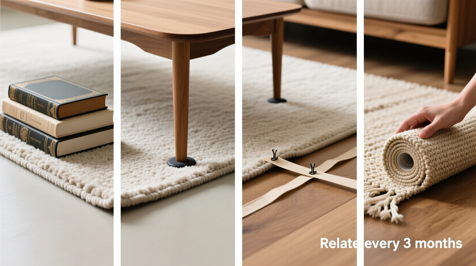 how to stop your rug from curling at the edges without tape or glue