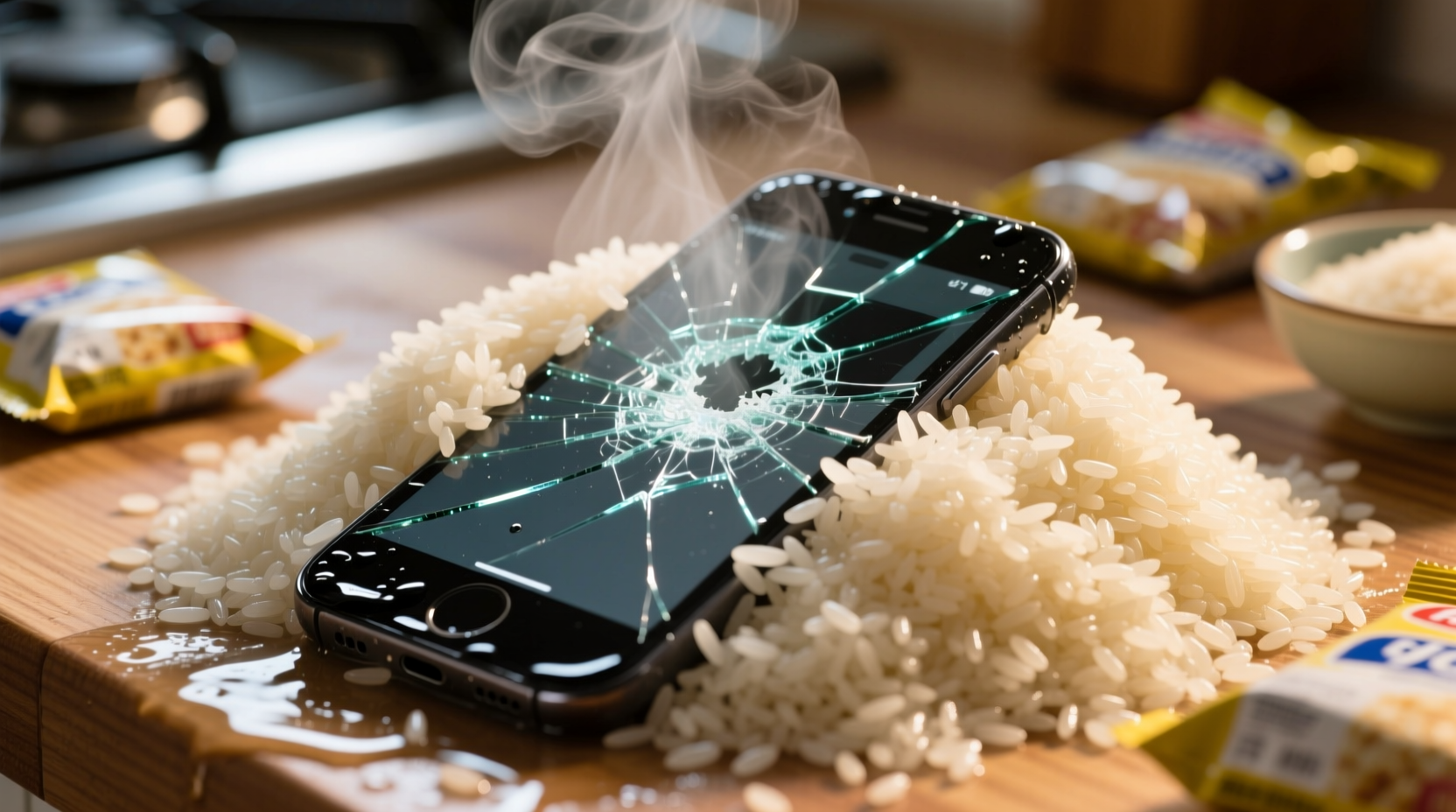 use instant rice when reviving a wet phone not uncoock
