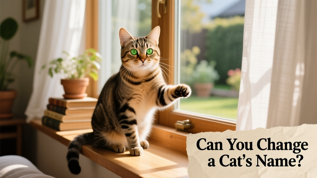 A curious tabby cat sitting on a sunlit windowsill, looking attentively toward the camera