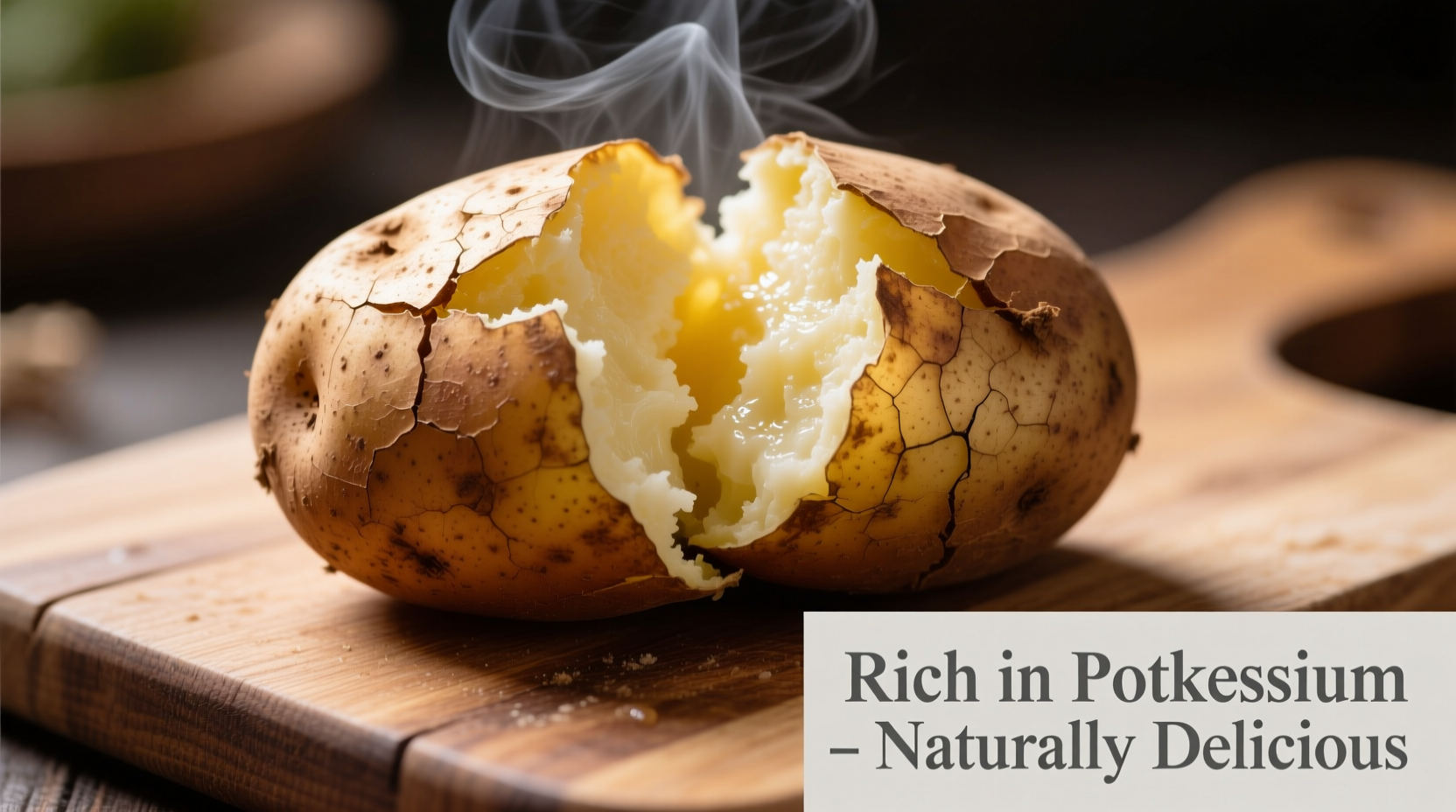 Baked potato with skin showing potassium-rich flesh
