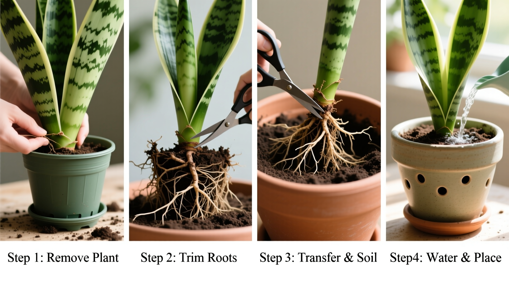 Repot Snake Plants in 5 Steps | TheHomeSprouts