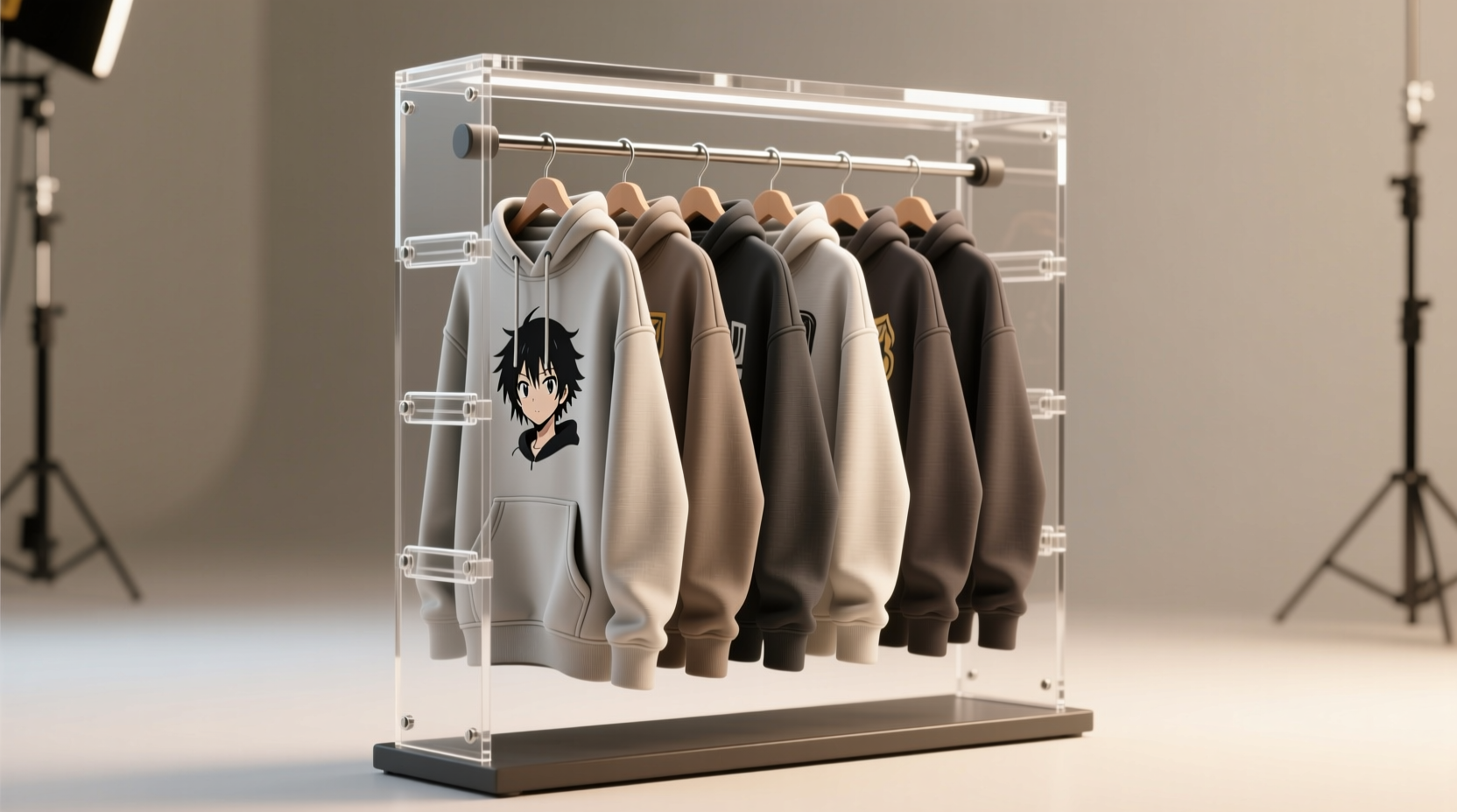 anime hoodie display racks vs hangers print longevity