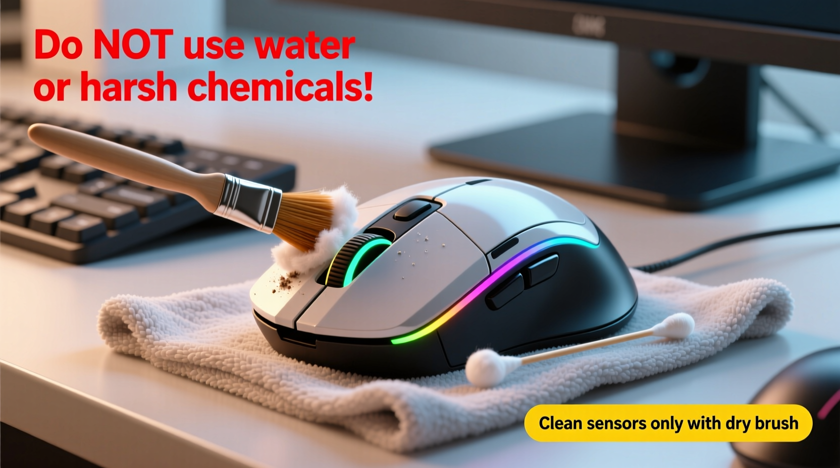 how to clean your gaming mouse without damaging the sensors or finish