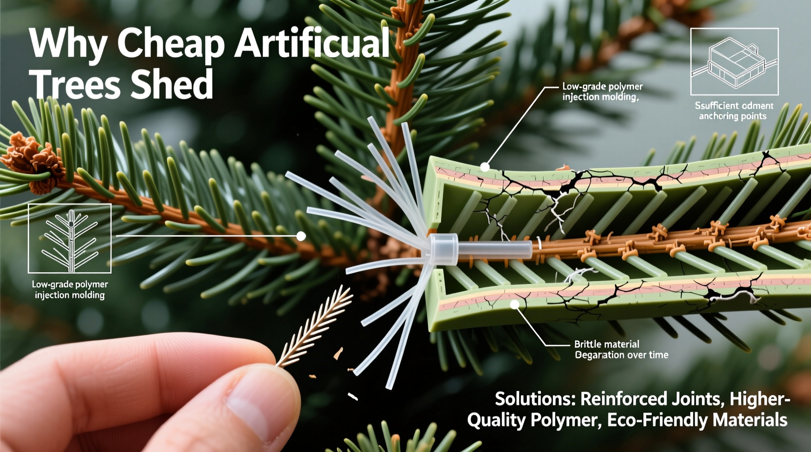 why do cheap artificial trees shed plastic needles and how to reduce it