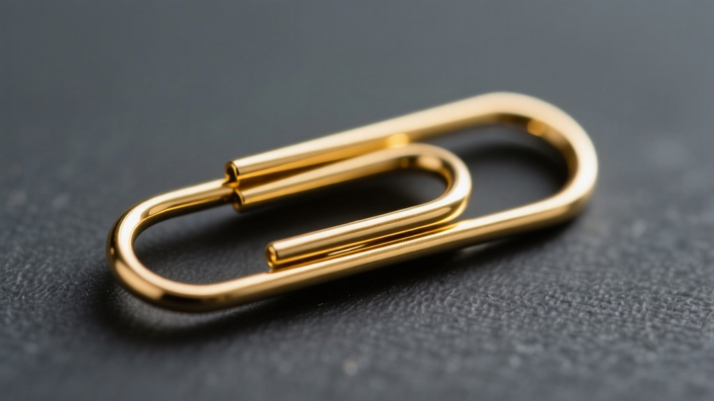 Macro close-up of a 4mm gold-filled paperclip chain link showing the seamless solder joint against a dark slate background.