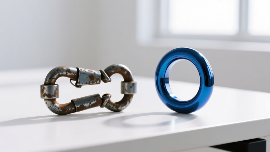 Macro shot comparing a tarnished zinc alloy lobster clasp next to a pristine PVD-coated steel welded jump ring on a desk
