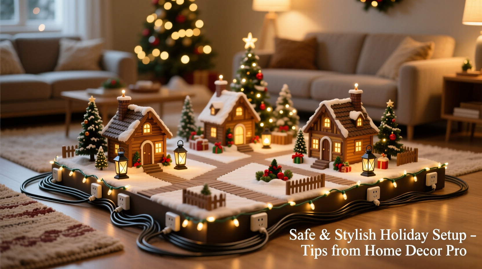 christmas village setup tips to avoid tripping hazards and tangled wires