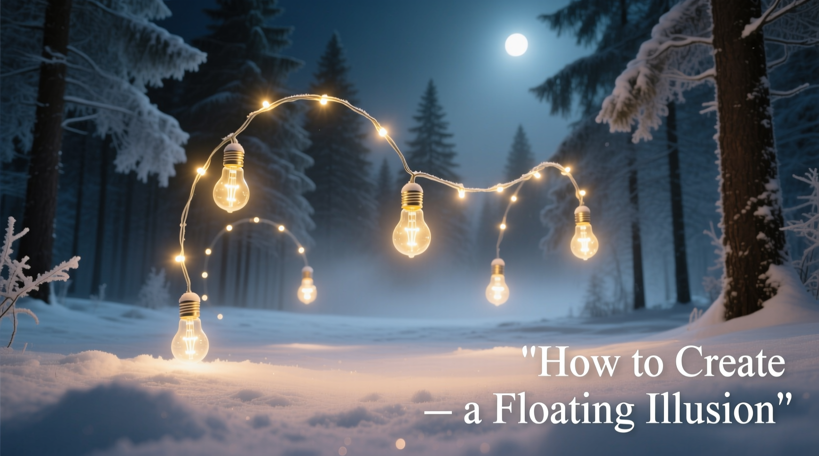 how to create a floating illusion with clear christmas string lights