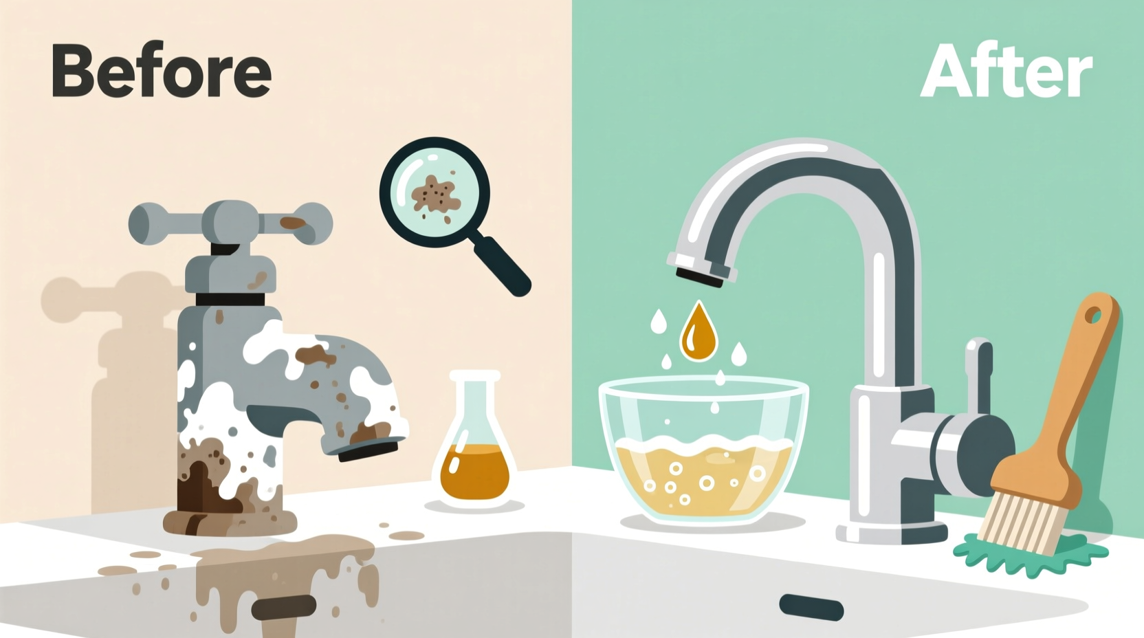 get rid of all kinds of hard water stains with vinegar