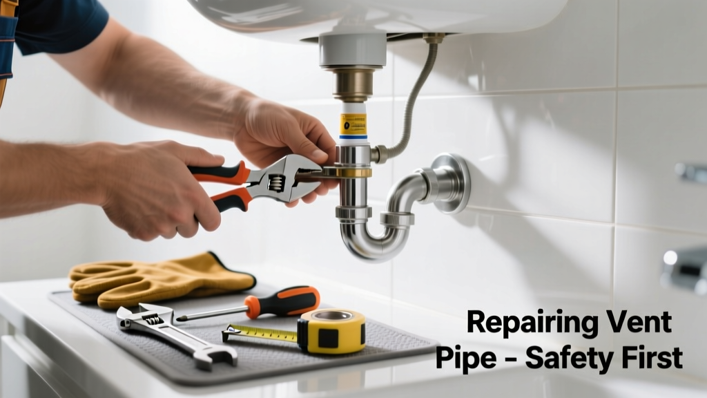 Fixing Disconnected Water Heater Vent Pipe in Bathroom