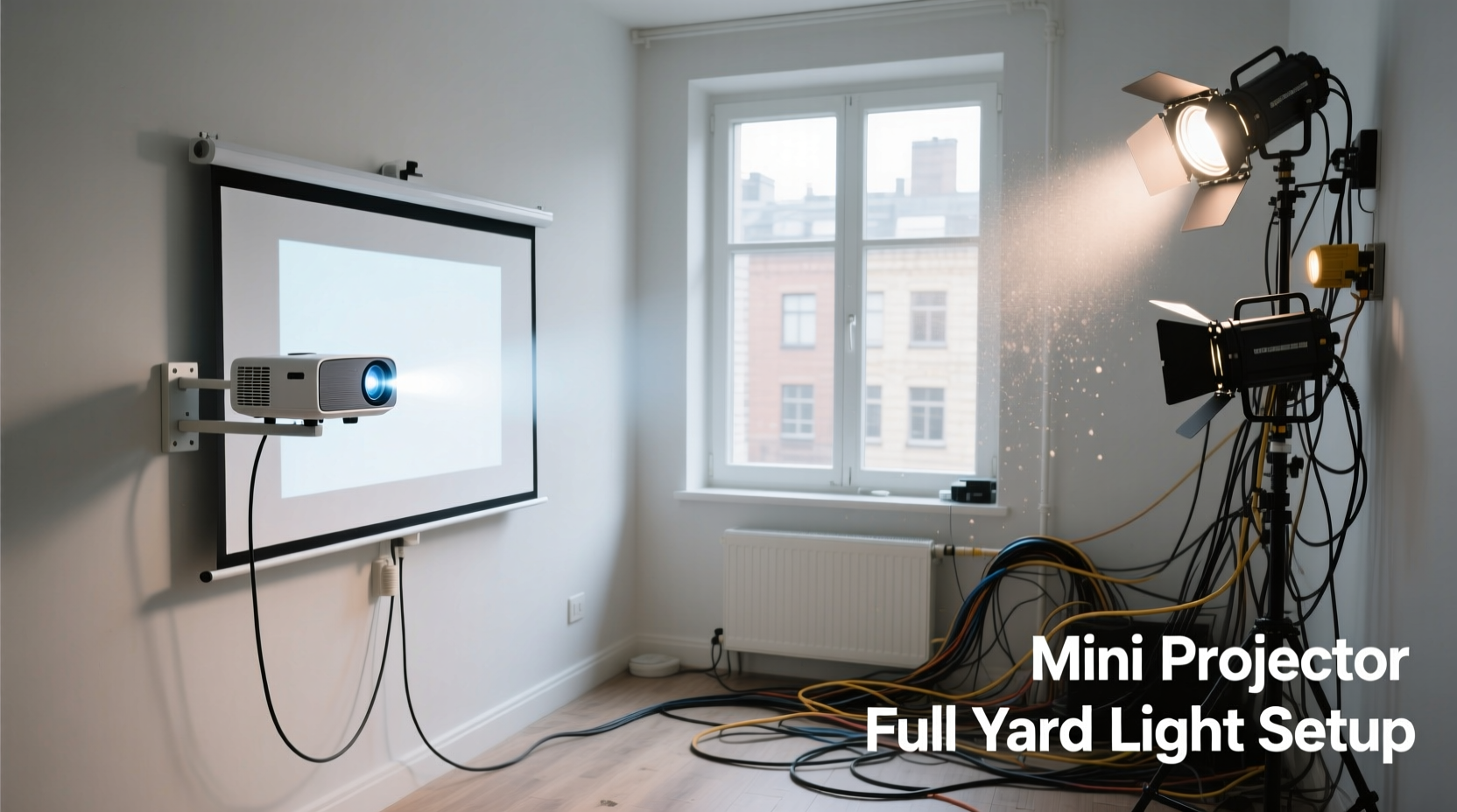mini projector vs full yard light setup which is easier for small spaces