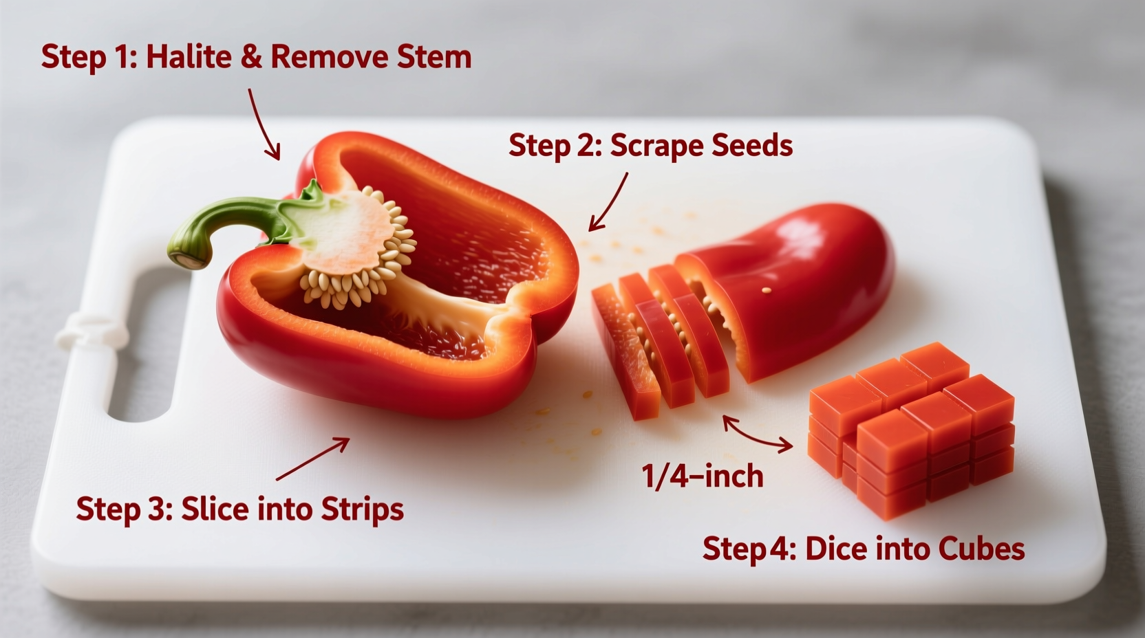 StepbyStep Guide To Dicing A Red Bell Pepper