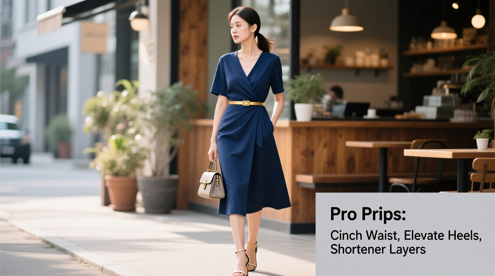 step by step guide to styling a midi wrap dress for petite frames without looking overwhelmed