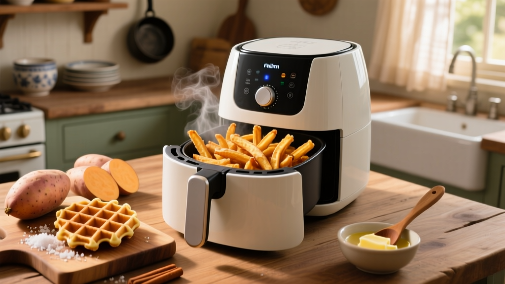 Crispy Frozen Sweet Potato Waffle Fries in Air Fryer