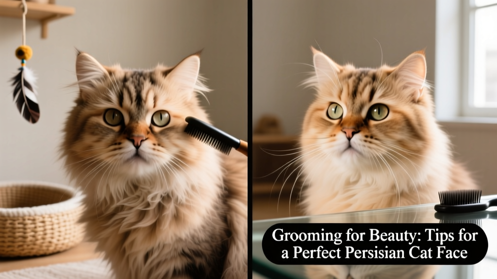 Side-by-side comparison showing a Persian cat's face before and after gentle face sculpting—highlighting improved symmetry and definition
