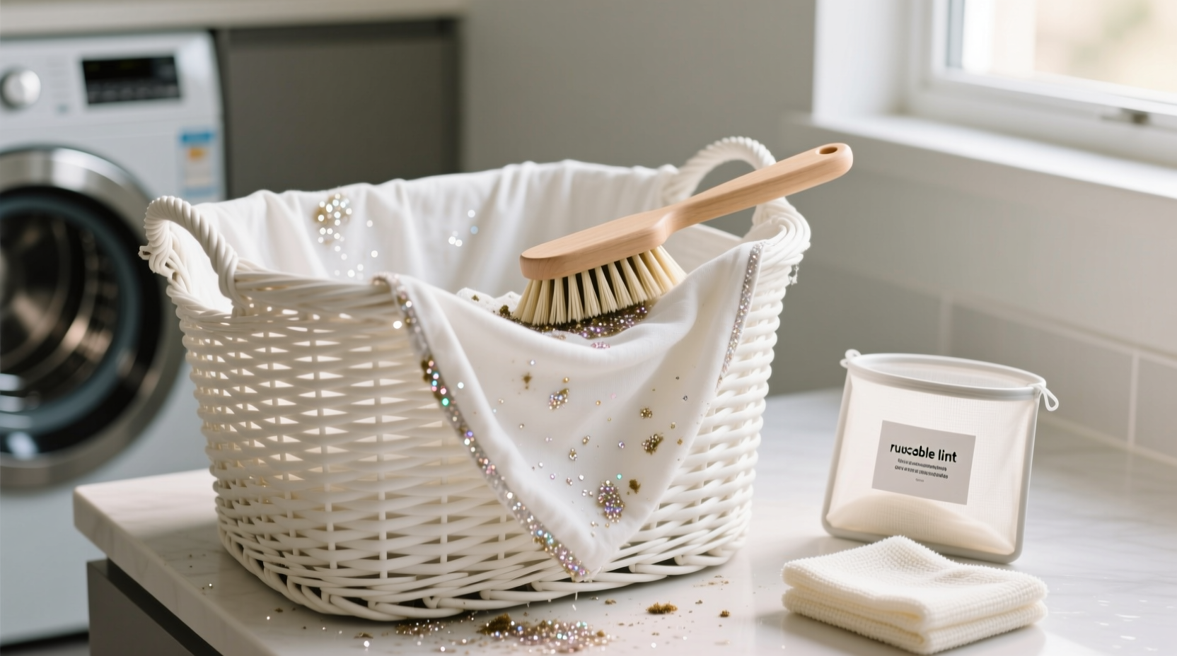how to remove glitter residue from laundry baskets