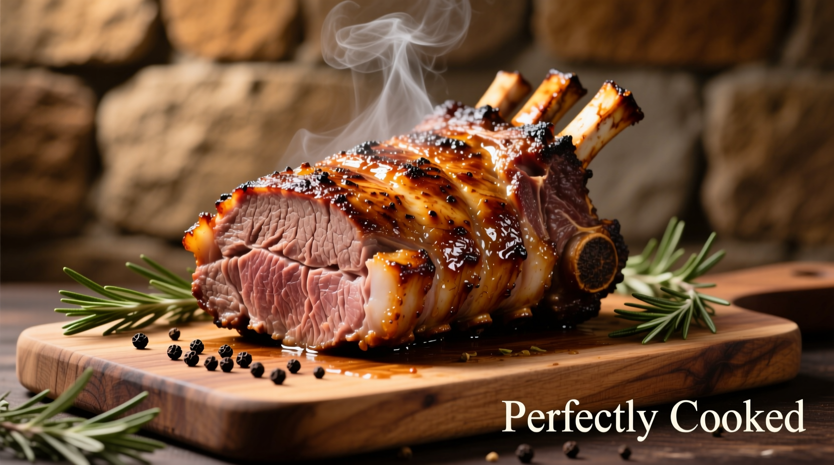 Perfectly cooked small rib roast with golden crust