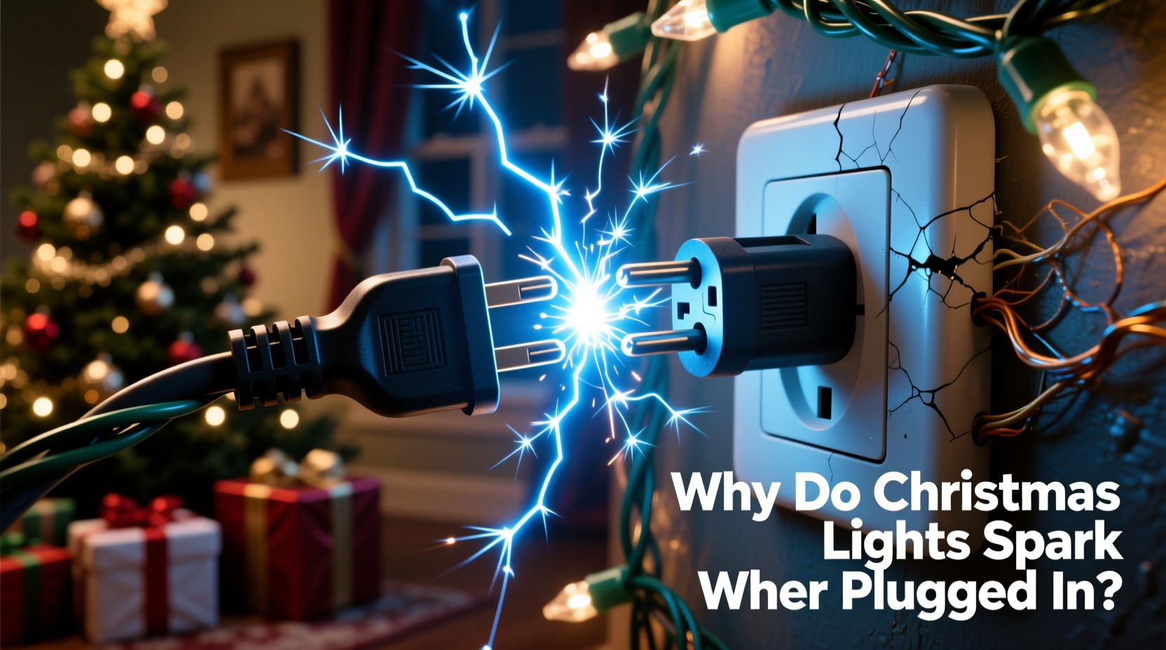 why do christmas lights spark when plugging them in