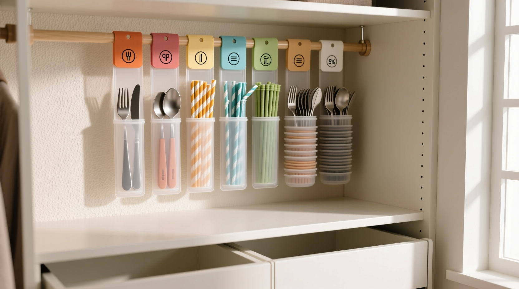 closet organization tips for reusable straws utensils