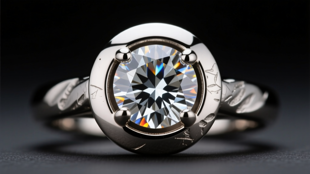 Macro shot comparing cast and hand-fabricated bezel settings, showing metal thickness around a round brilliant diamond.