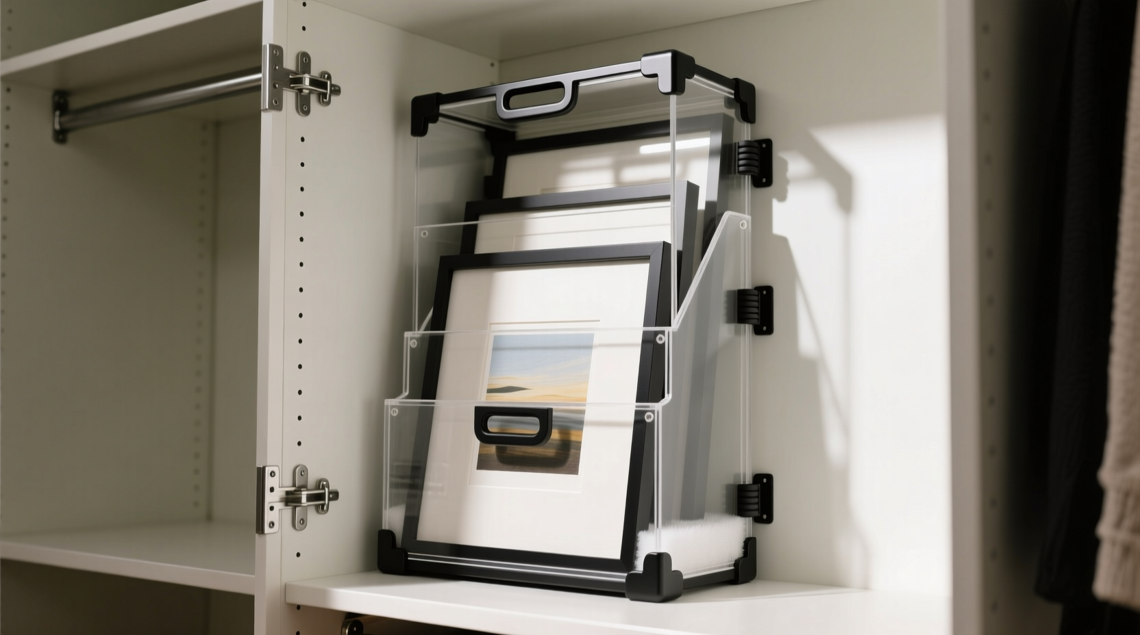 closet organization tips for framed art prints