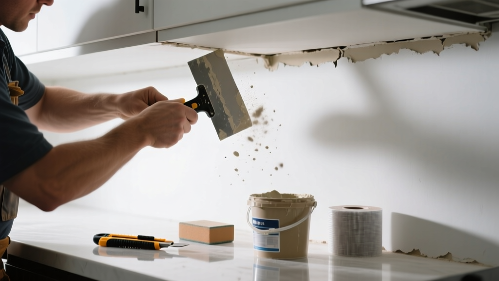 Fix Visible Drywall Seam in Kitchen Wall or Ceiling