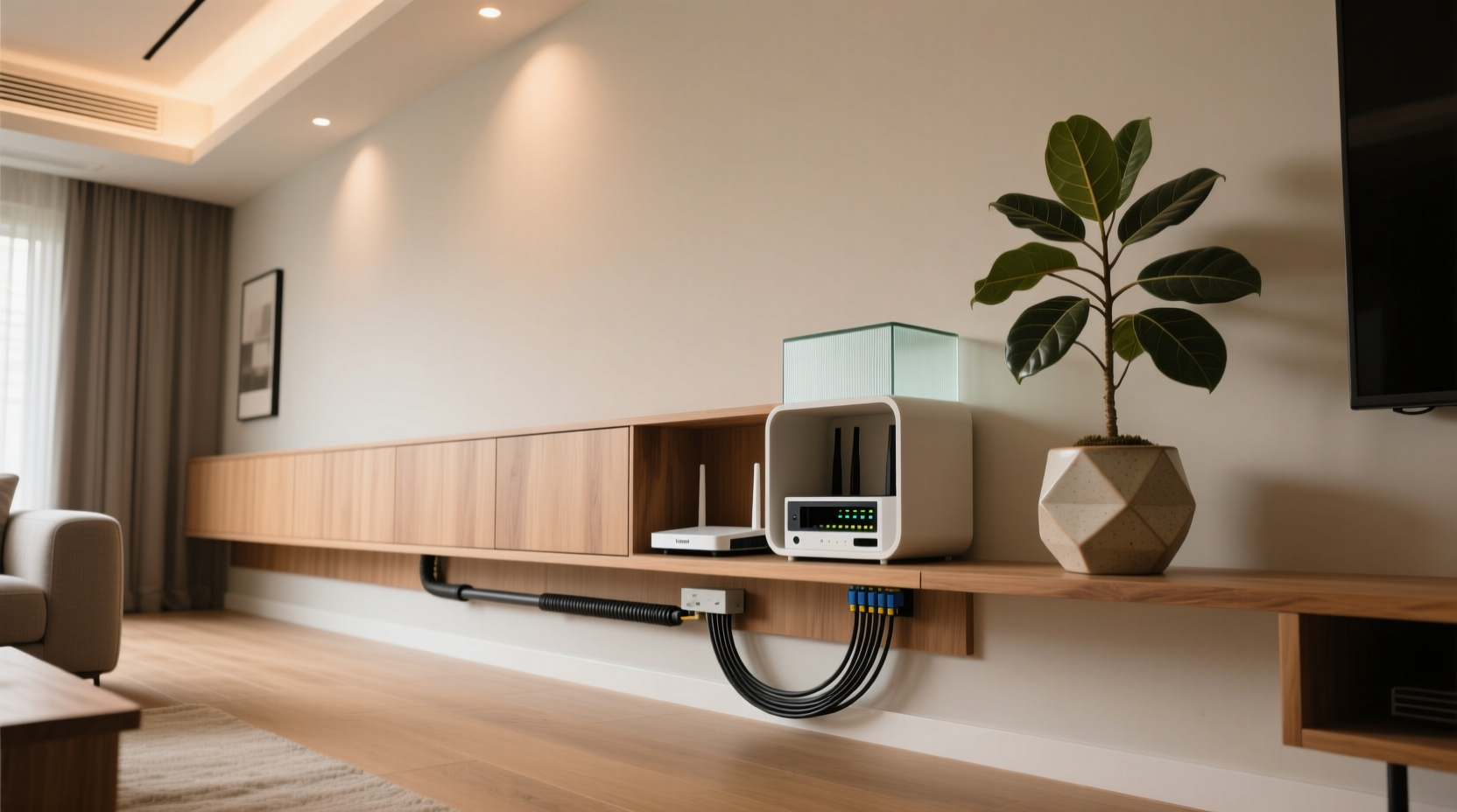 best ways to hide router and modem cords stylishly