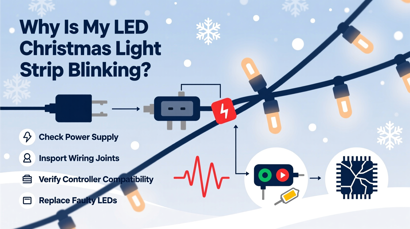 why is my led christmas light strip blinking troubleshooting common issues