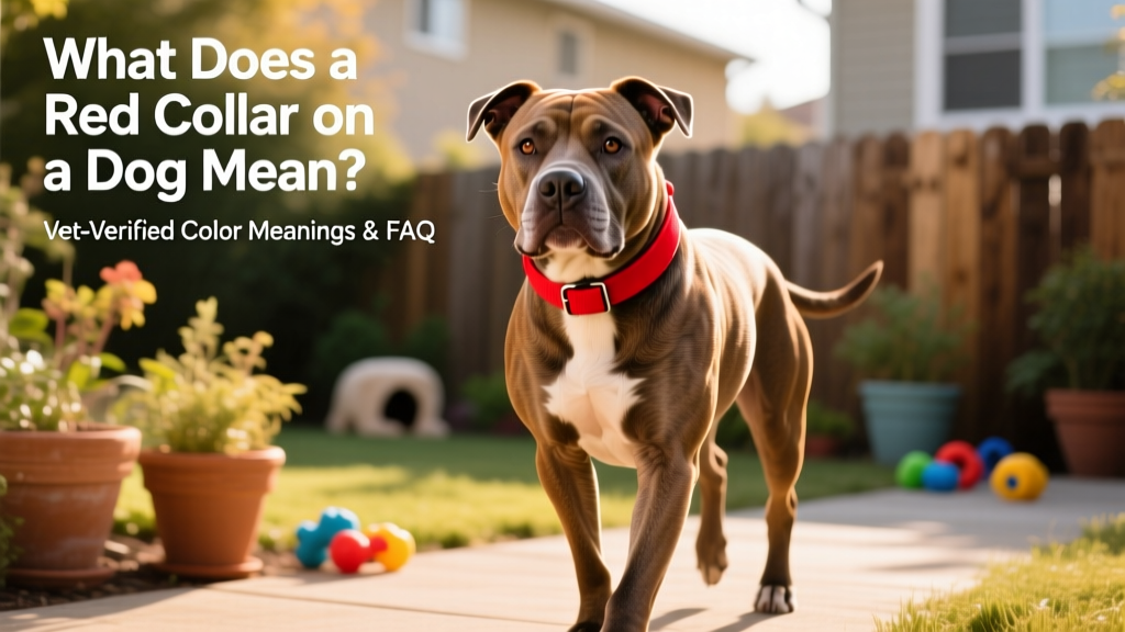 pitbull wearing red collar