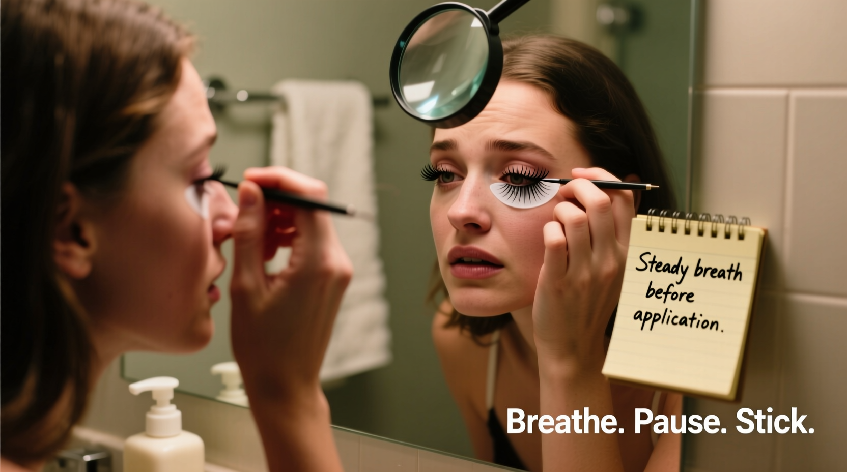 how to apply false eyelashes with shaky hands beginner hack