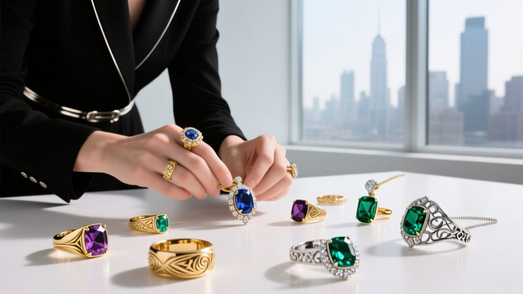 Jeweler's hands using a soft microfiber cloth to gently polish the lobster clasp and 18k gold links of a Lana Blake chain