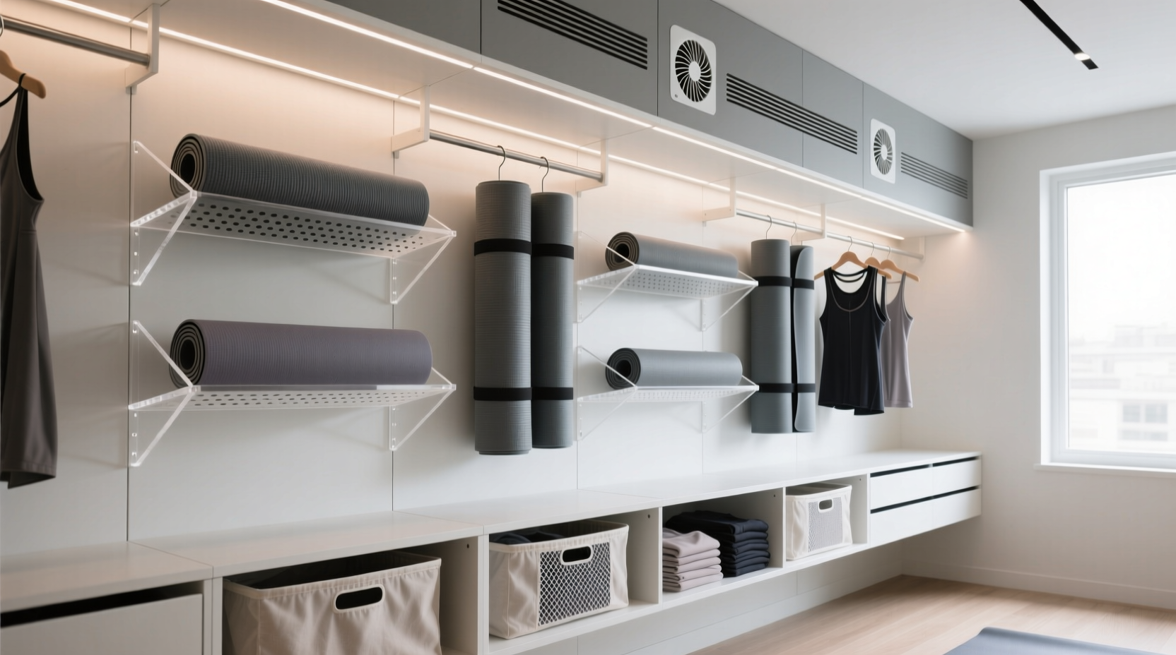 closet organization tips for yoga mats activewear