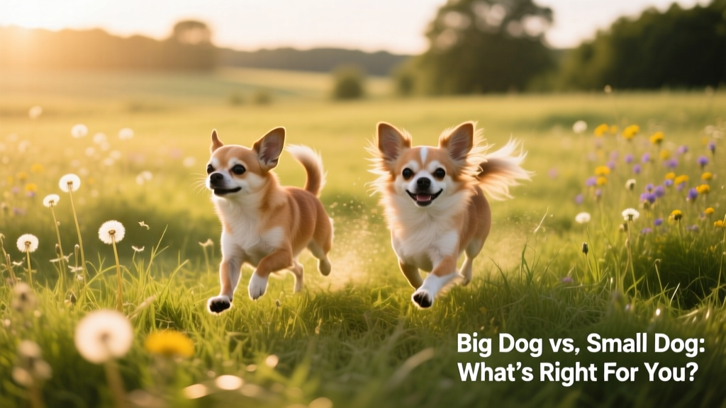 Two Chihuahuas running playfully across a sunlit grassy field