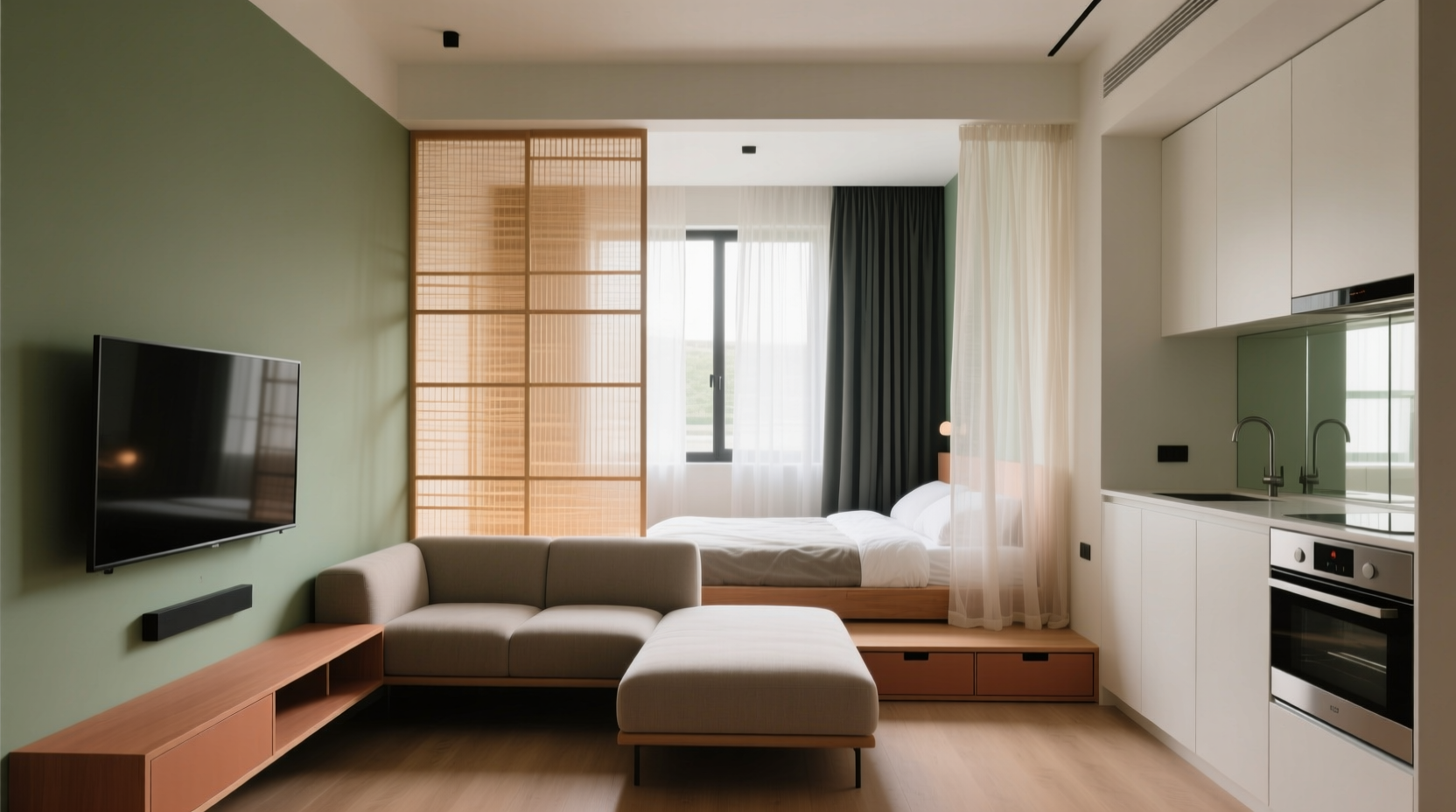 how to arrange furniture in a studio apartment for privacy