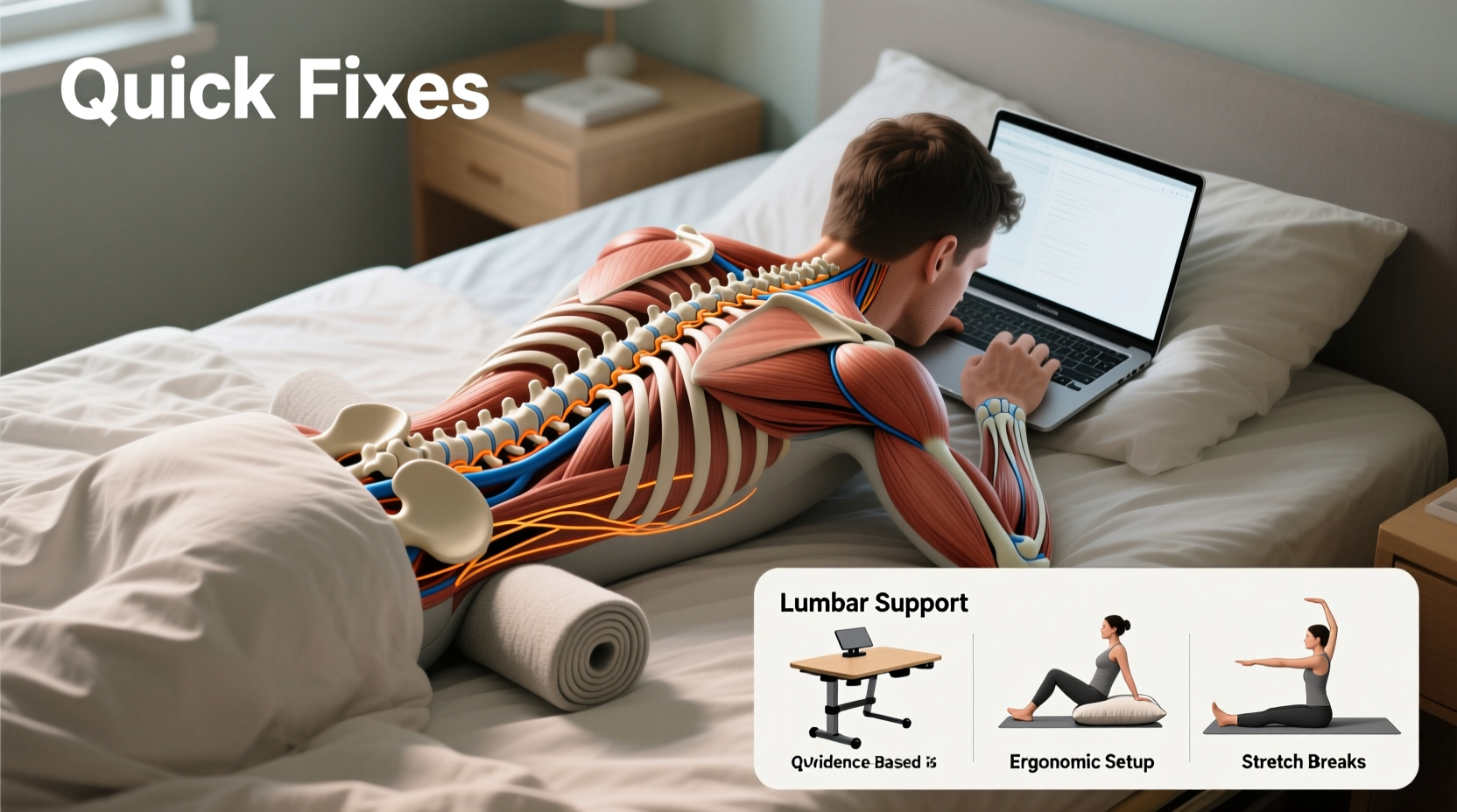 back pain while working from bed causes and quick fixes
