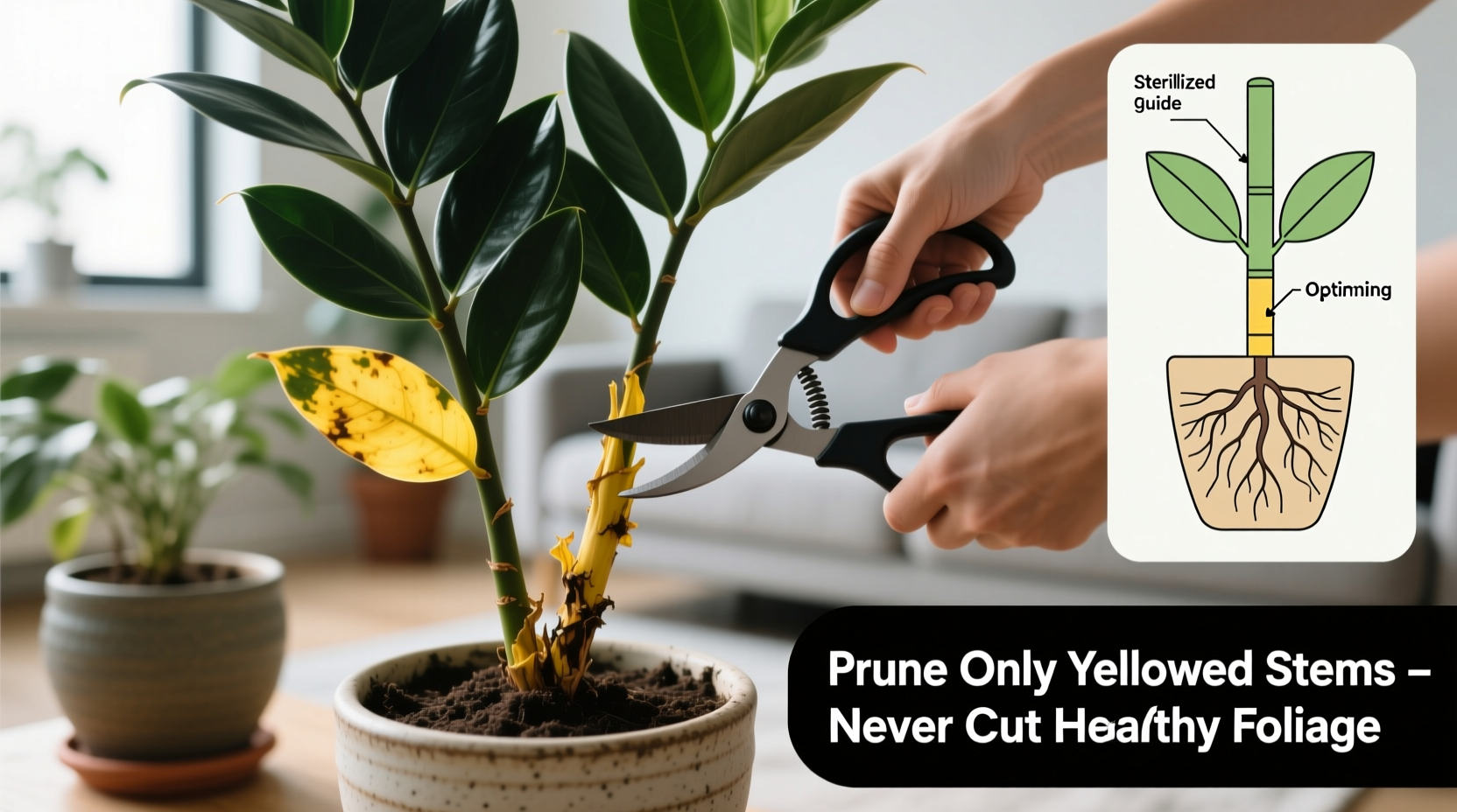 How to Prune Overgrown ZZ Plant Stems Safely